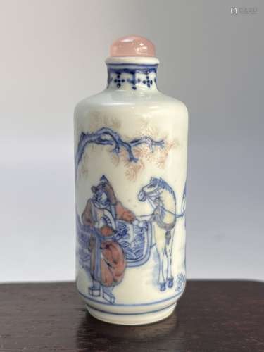 A fine story showing underglaze red and blue&white snuff bot...