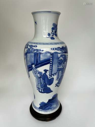 A fine blue&white baulter vase, KangXi Pr.