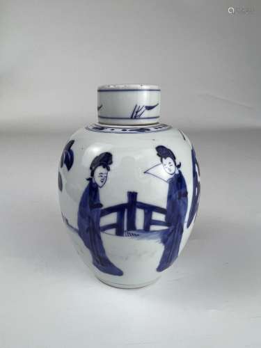 A blue&white jar with lid, KangXi Pr.
