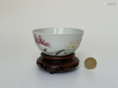 A fine shape famille rose cup, marked, YongZheng Pr.