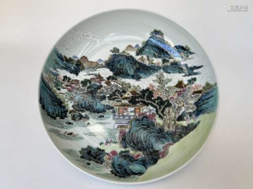 A famille rose dish, marked, Qing Dynasty Pr.