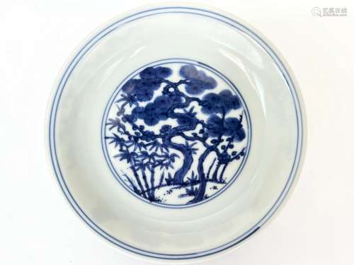 A blue&white dish, marked, KangXi Pr.