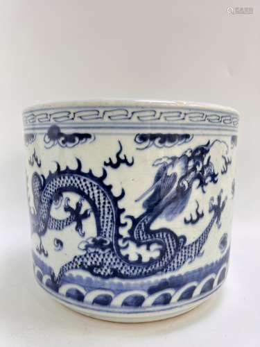 An extra large blue&white censor, Qing Dynasty Pr.