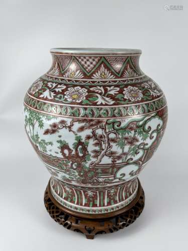 A very large red-green colour jar, Ming Dynasty Pr.