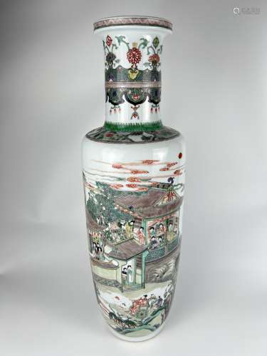 An extra large famille rose baulter vase, KangXi Pr.