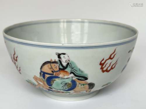 A wuchai with blue&white bowl, marked, KangXi Pr.