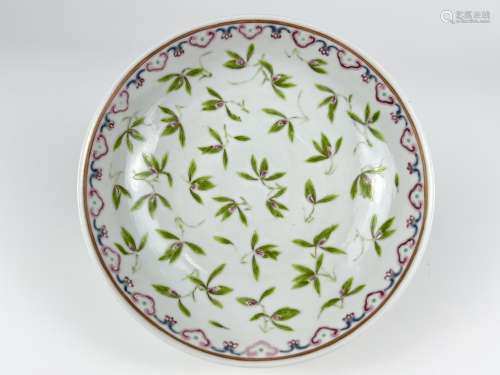 A famille rose dish, marked, Qing Dynasty Pr.