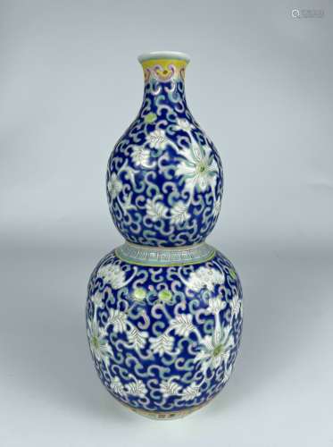 A gourd type famille rose vase, marked, Qing Dynasty Pr.