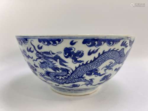 An extra large blue&white bowl,marked, Qing Dynasty Pr.