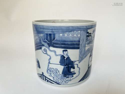 A blue&white brush pot, KangXi Pr.