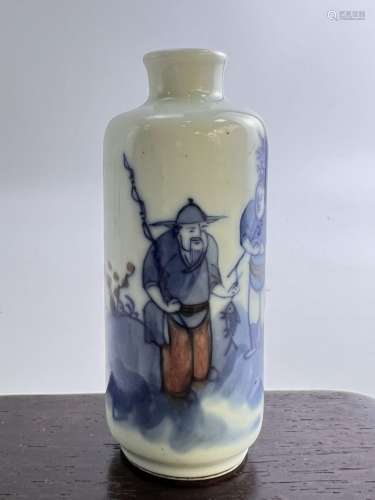 An underglaze red and blue&white  snuff bottle, Mid  Qing Dy...