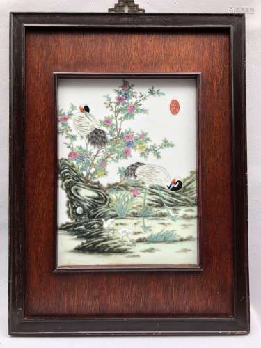 Chinese Famille Rose Porcelain Plaque, Qing Dynasty Pr.