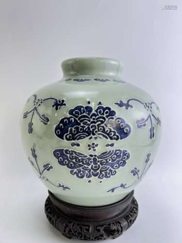 A sky blue grounded jar, marked, QianLong Pr.