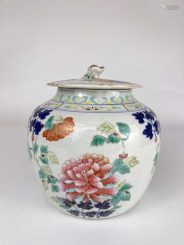 A famille rose jar with lid, Qing Dynasty Pr.