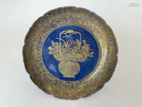 A nicely decorated gilt platter, marked, Qing Dynasty Pr.