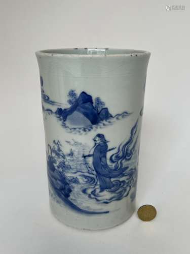 A blue&white brush pot, KangXi Pr.