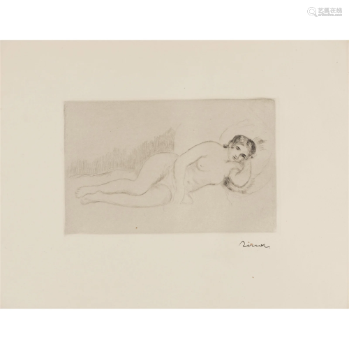 Pierre-Auguste Renoir (1841-1919); Femme nue couchée tournée...