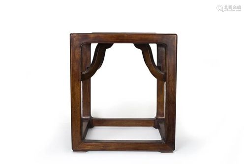 Huanghuali Box Stool with "Giant's Arm Braces"...