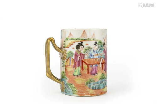 Chinese Export Famille Rose Canton Medallion Tankard, Late Q...