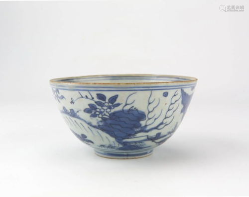 Blue White Deer Bowl, Ming Dynasty, Wanli Period, ca 1600