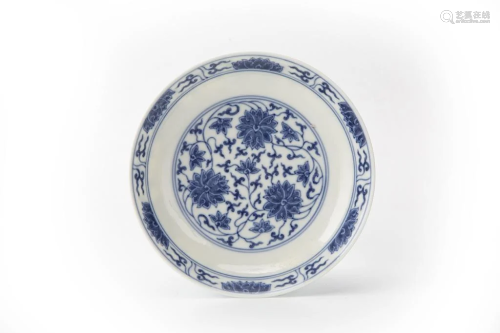 Blue-and-White 'Lotus' Dish, Qing Dynasty, Guangxu...