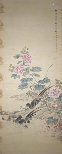 Ducks and Flowers, Signed Tong Yin Meng Ren