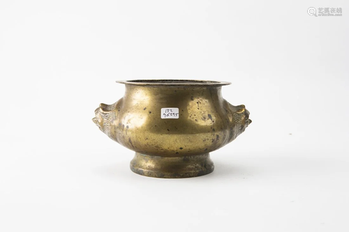 Bronze Temple Censer with Taotie Masks, 19th Century