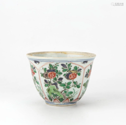 Blue White Famille Verte Floral Bowl, Qing Dynasty, KangXi P...