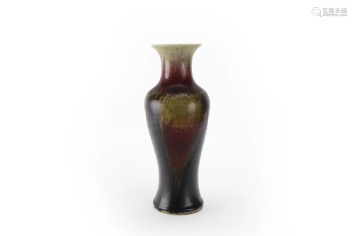 Flambe Transmutational Glazed Baluster Vase, Qing Dynasty