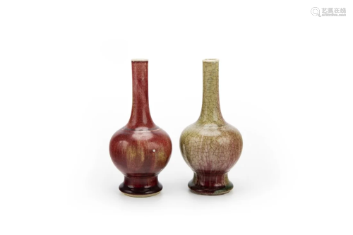 Pair of Crackle Flambe-Glazed Vases, Qing Dynasty