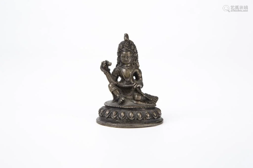 Silvered Bronze Figure of Naga Raja Snake King, 18th-19th Ce...