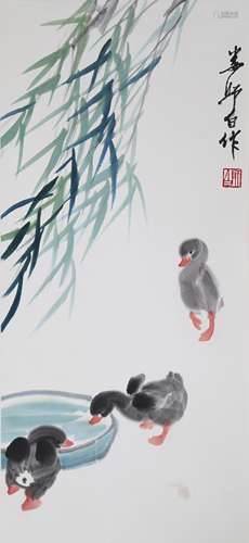 娄师白鸭 纸本立轴