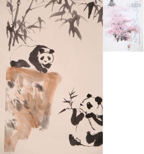 亚明熊猫 纸本立轴