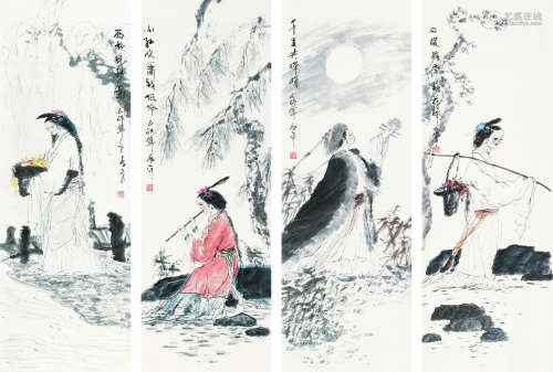 刘兆平 (b.1950) 人物四条屏