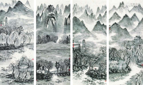 刘鸿伟 (b.1966) 山水四条屏