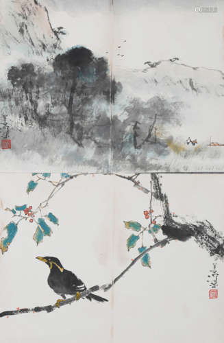 杨善深 (1913-2004) 花鸟山水二帧