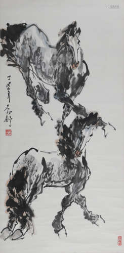 刘勃舒 (1935-2022) 双骏图