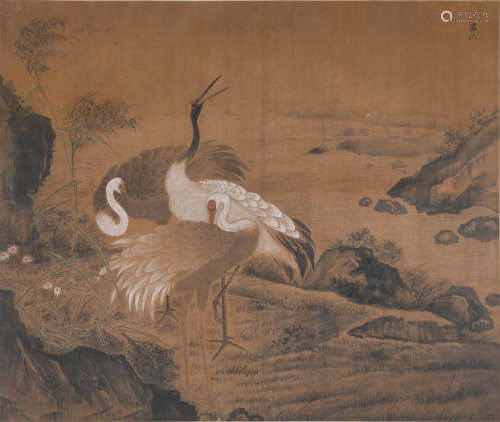 吕纪（款） (1439-1505) 双鹤图
