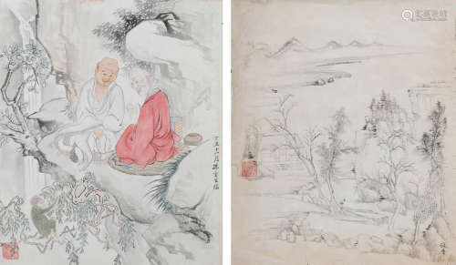 孙云生(1918-2000)吴詠香 （1913-1970）书画二帧