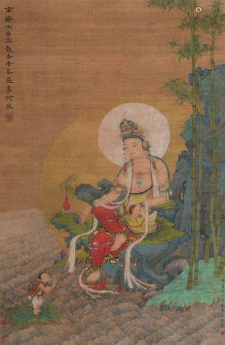 丁云鹏（款） (1547-1628) 童子拜观音