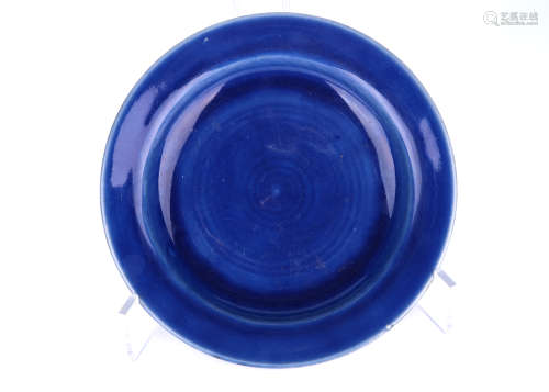 清乾隆款祭藍釉盤