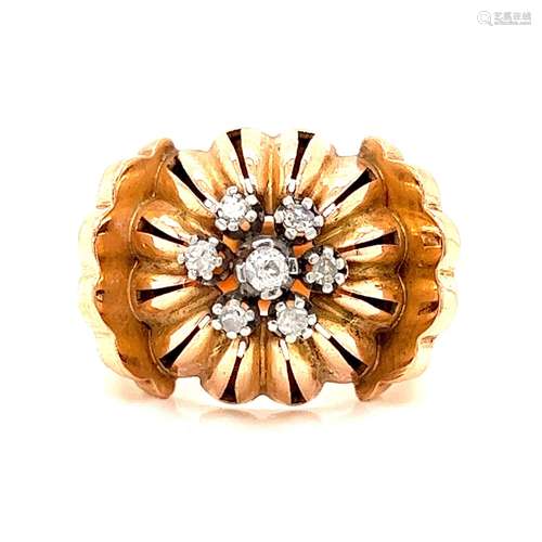 18k  Retro Chevalier Diamond Ring 