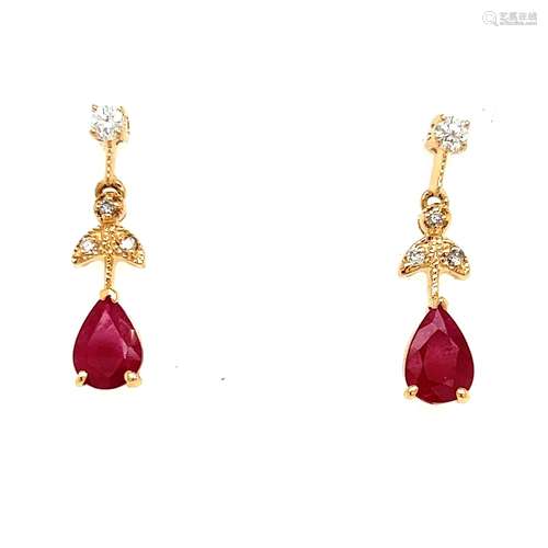 14k Ruby Diamond Earring