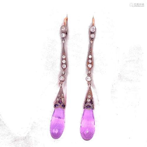 Silver and Gold Amethyst Briolette Long Earrings