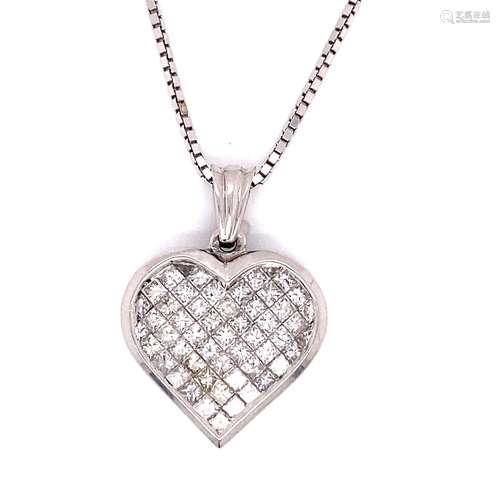 14k Heart Diamond Pendant