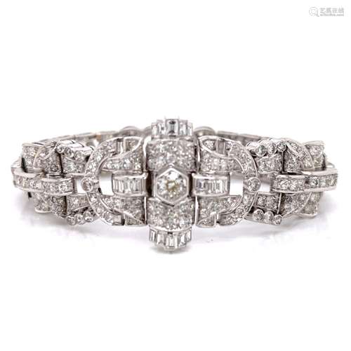 French Art Deco Platinum Diamond Bracelet