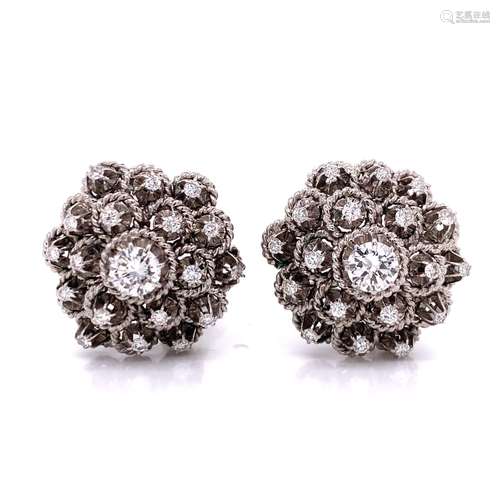 *1950's 14K White Gold Diamond Earrings*