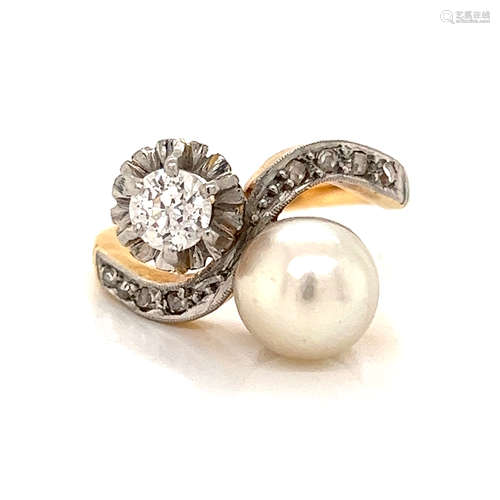 18k Diamond Pearl RIng 