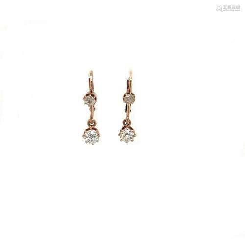 18k Retro Diamond Dangle Earrings