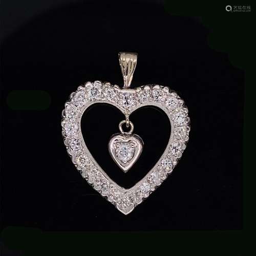 14k Diamond Heart Pendant